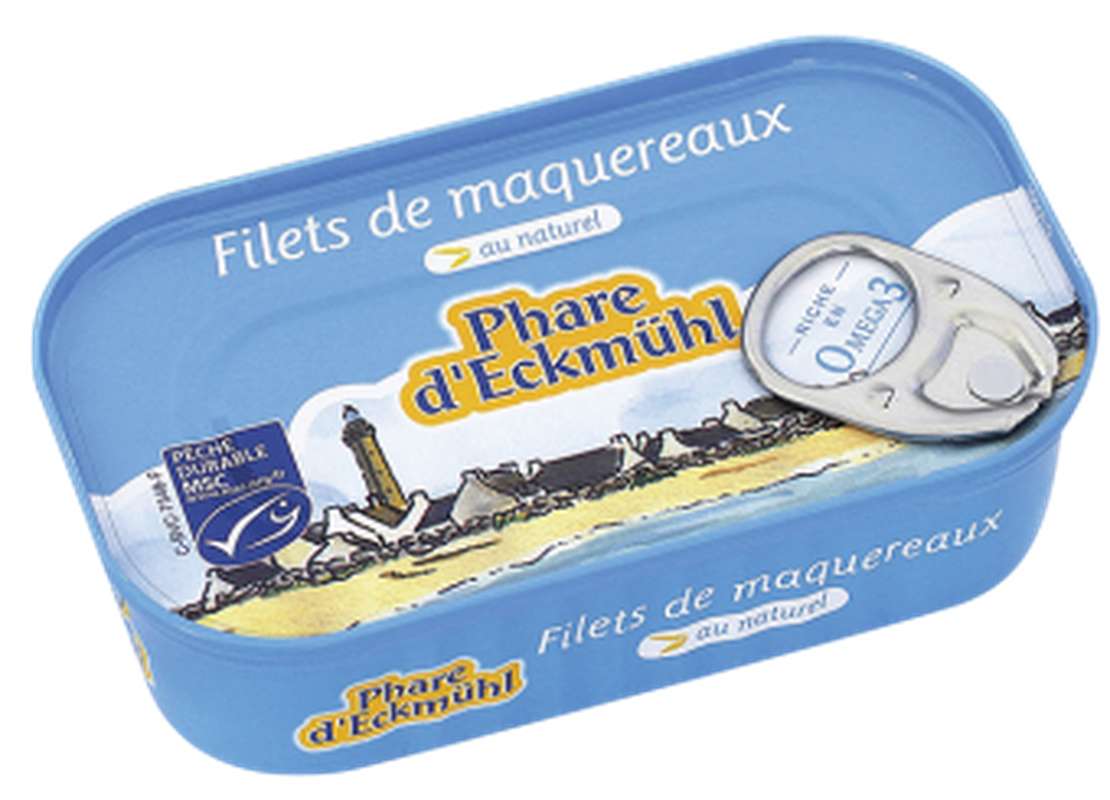 Filets de maquereaux au naturel, en boîte 1/6, Phare d