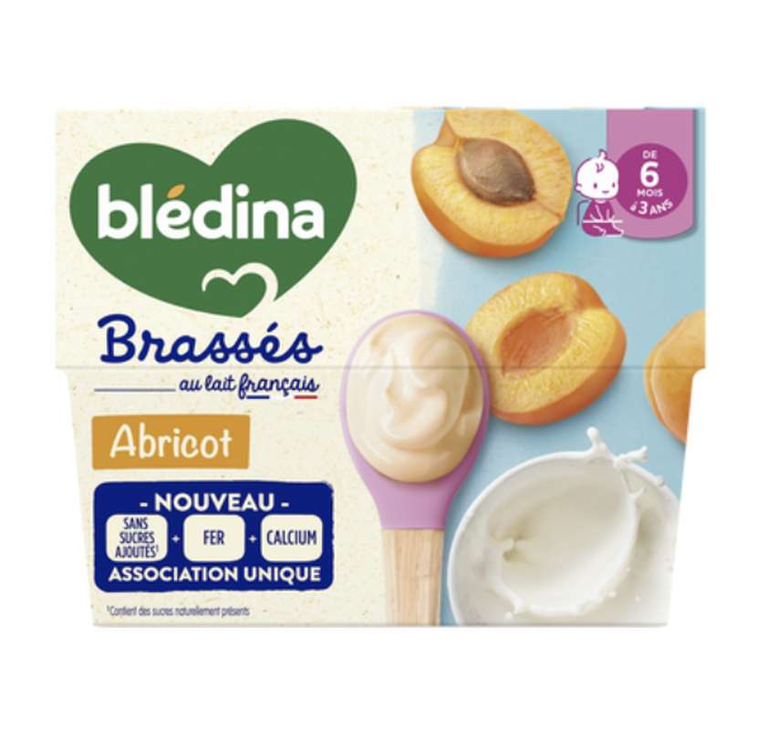 2 Packs de 2 Brassés saveur Abricot - dès 6 mois, Blédina  (4 x 95 g)