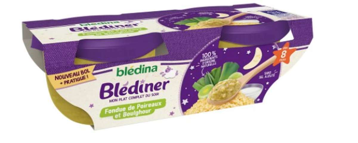 2 Packs de 2 Fondue de Poireaux et Boulghour - dès 8 mois, Blédina (4 x 200 g)