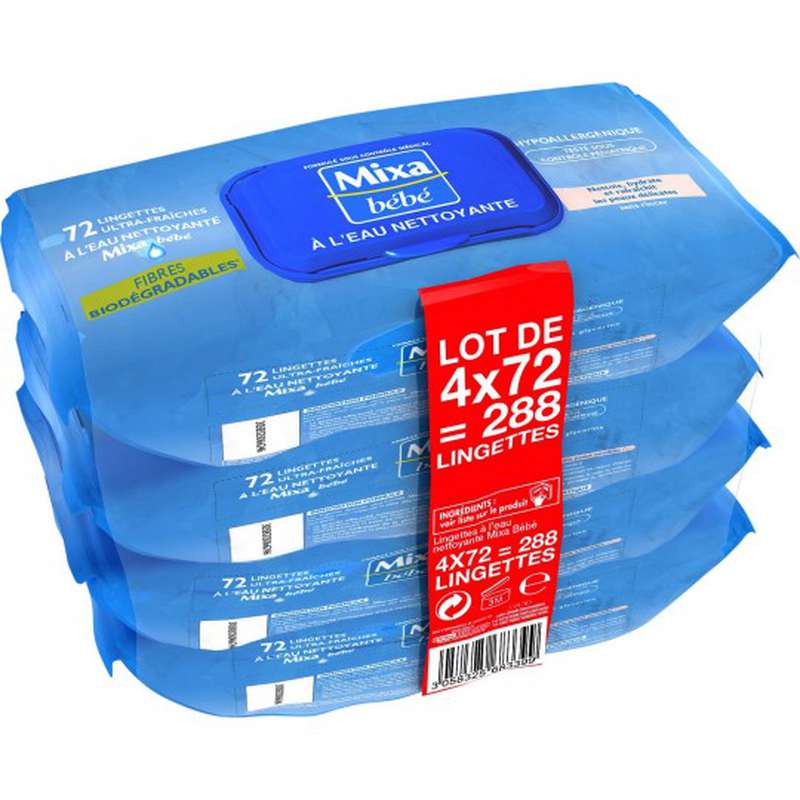 Lingettes A L Eau Nettoyante Mixa Bebe Lot De 4 4 X 72 La Belle Vie Changez Votre Vision Des Courses
