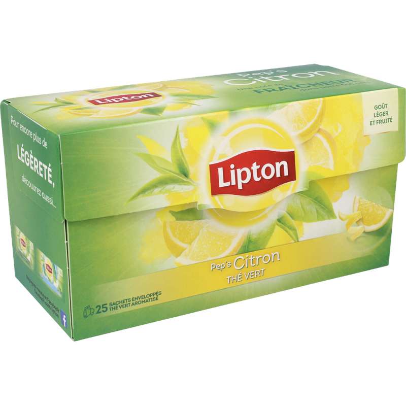 Thé vert Pep's Citron, Lipton (25 sachets) | La belle vie ...