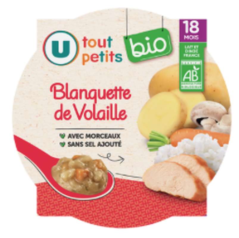 Assiette de blanquette de volaille BIO - dès 18 mois, U Tout Petits (260 g)