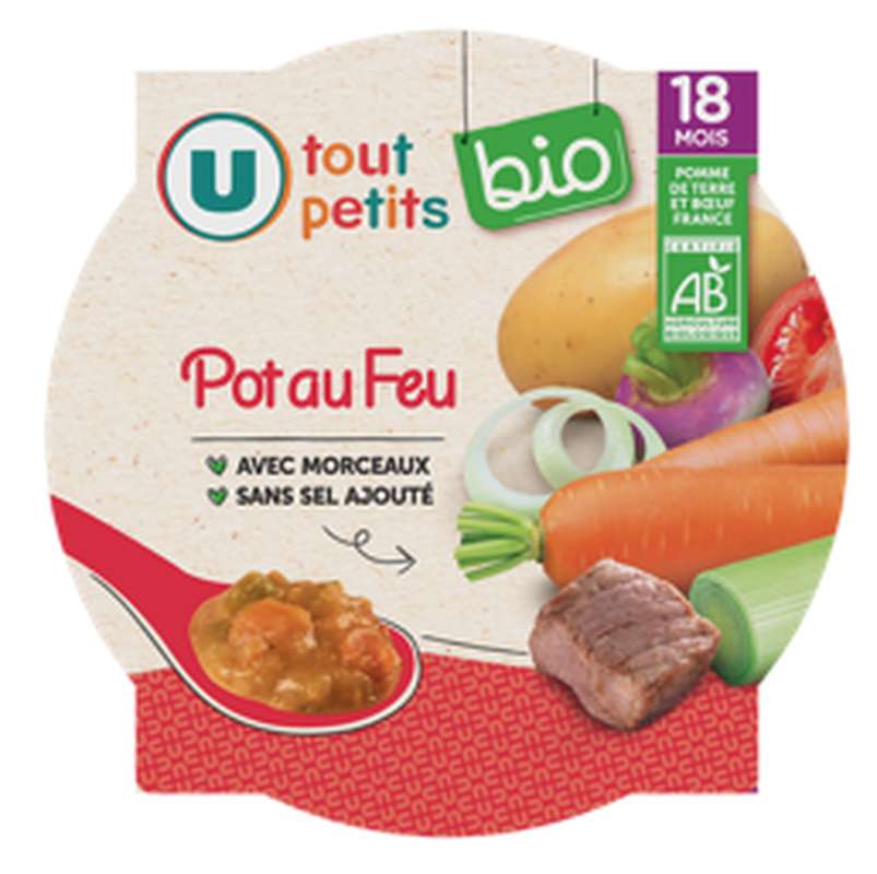 Assiette de pot au feu avec morceaux BIO - dès 18 mois, U Tout Petits (260 g)