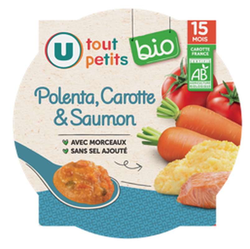 Assiette polenta et saumon BIO - dès 15 mois, U Tout Petits (250 g)