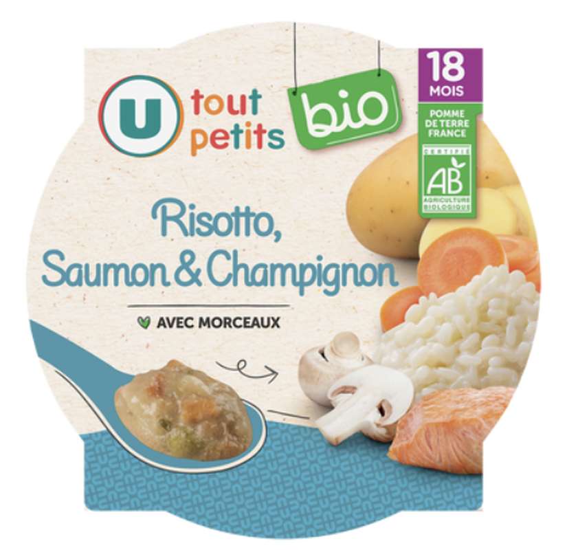 Assiette risotto saumon champignons - dès 18 mois BIO, U Tout Petits (260 g)