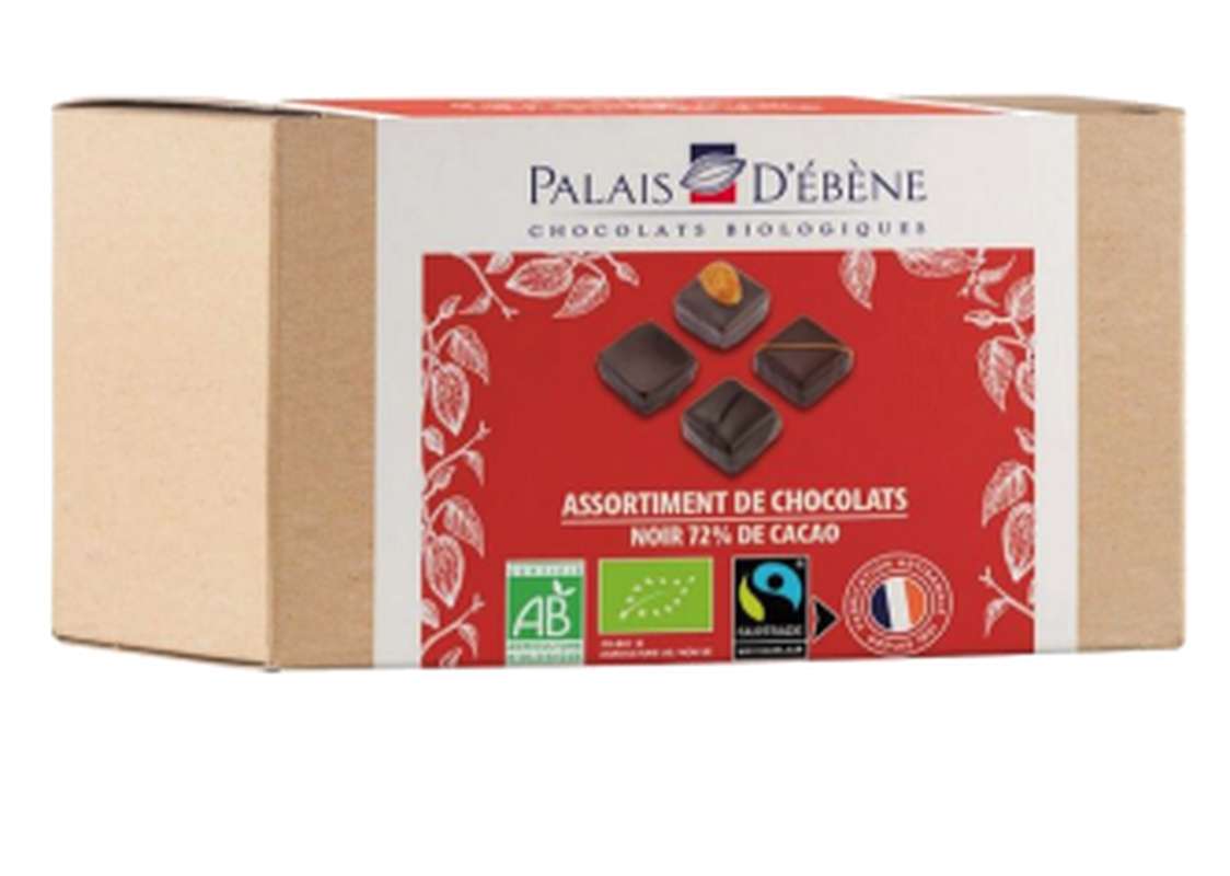 Ballotin assortiment de chocolats fins au chocolat noir BIO, Saveurs & Nature (180 g)