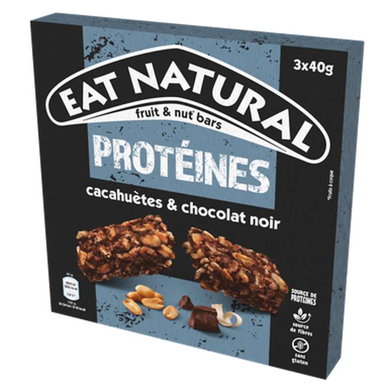 Barres protéinées cacahuètes et chocolat noir, Eat Natural (3 x 40 g)