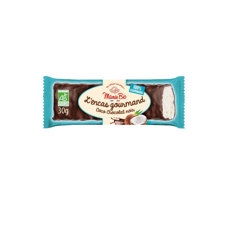 Barre choclolatée à la noix de coco chocolat noir, 30g