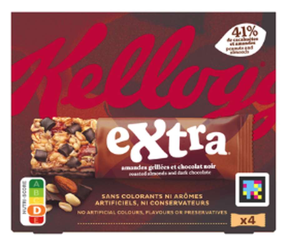 Barres amandes grillées et chocolat, Kellogg's (4 barres, 128 g)