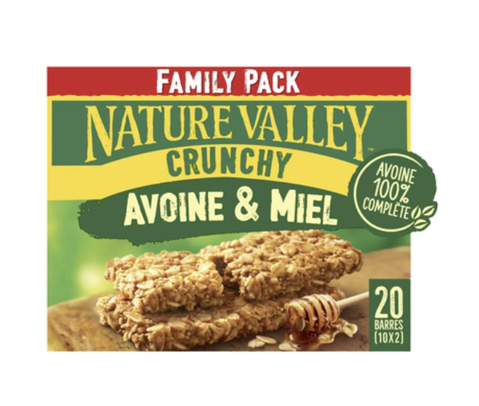 Barres de céréales crunchy avoine & miel, Nature Valley (x20, 420 g)
