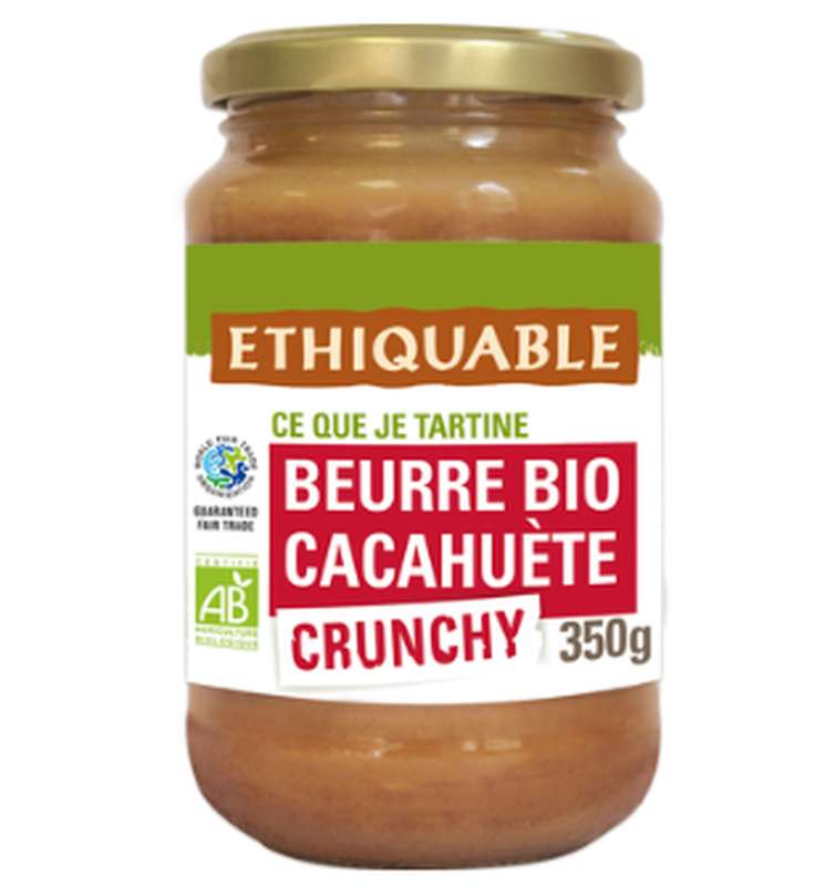 Beurre de cacahuètes crunchy BIO, Ethiquable (350 g)