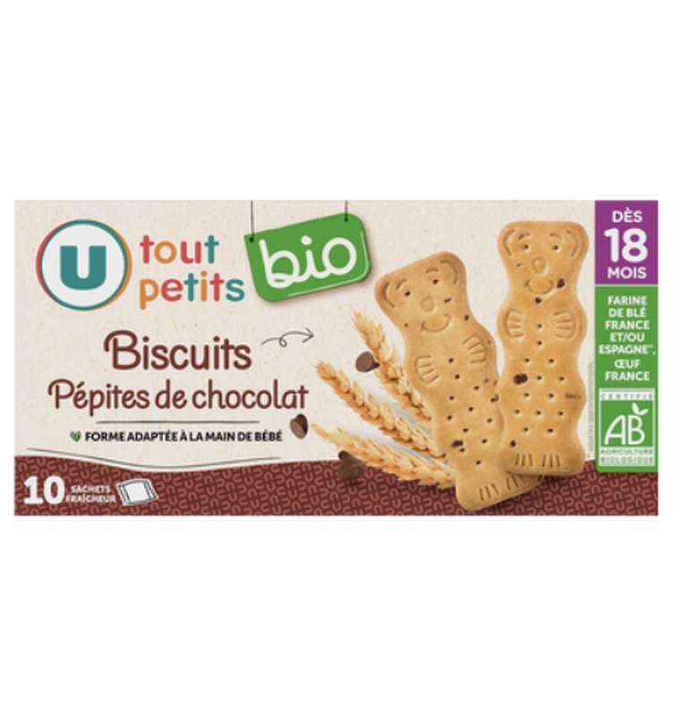 Biscuits pépites de chocolat BIO - dès 18 mois,  U Tout Petits (200 g)