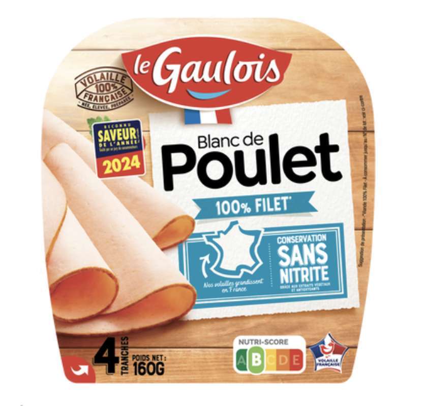 Blanc de poulet sans OGM, Le Gaulois (4 tranches, 160 g)