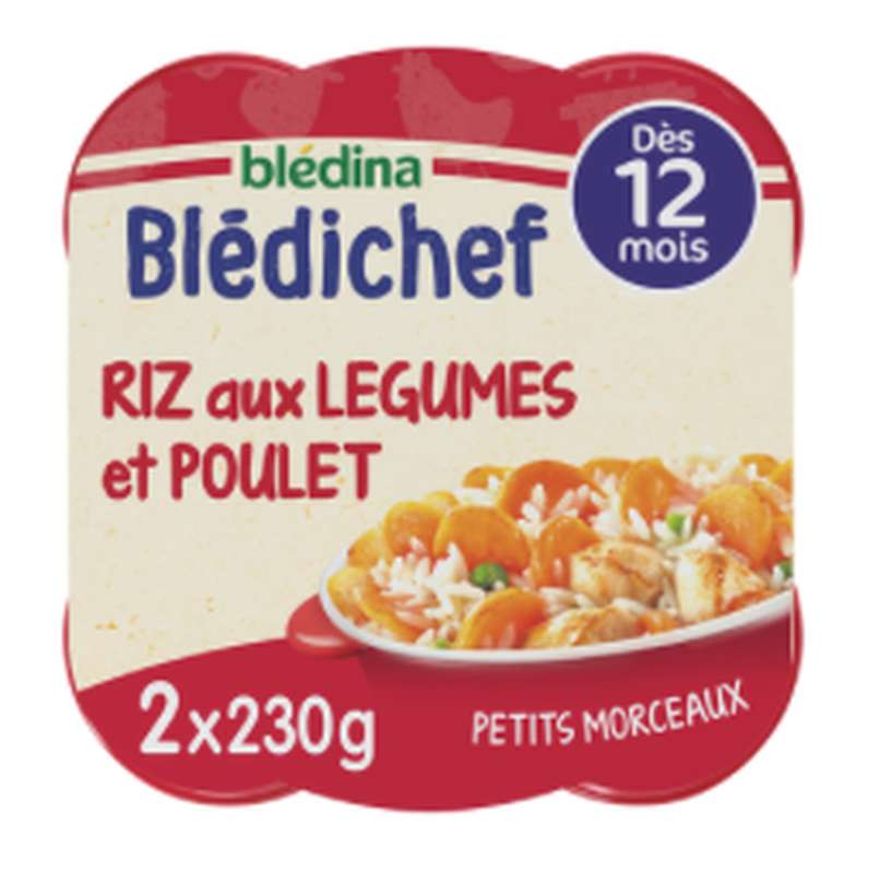Blédichef plats bébés riz aux légumes, poulet - dès 12 mois, Blédina (2 x 230 g)