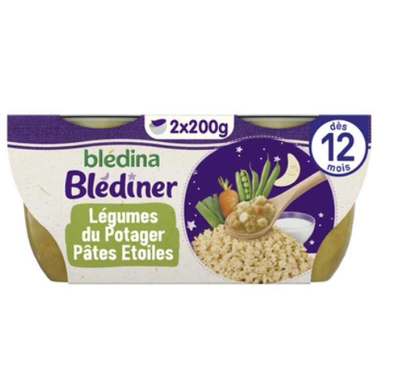 Blédiner bols légumes du potager et pâtes étoiles - dès 12 mois, Blédina (2 x 200 g)