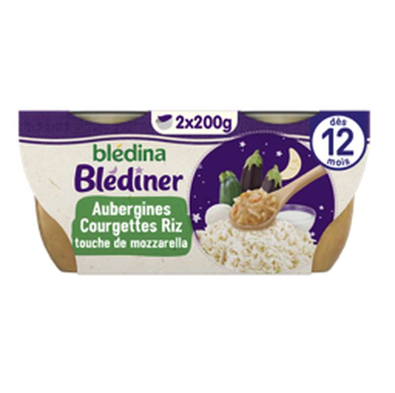 Blédiner mouliné aubergine, courgette et riz - dès 12 mois, Blédina (2 x 200 g)