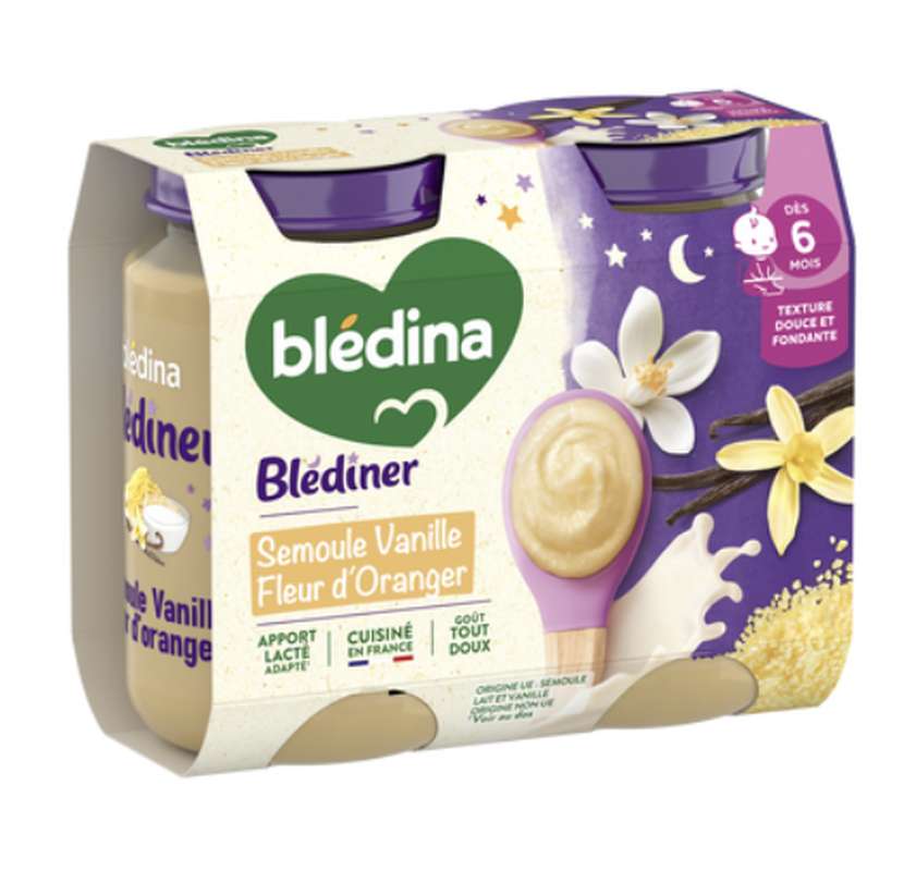 Blédiner semoule vanille, fleur d'oranger - dès 6 mois, Blédina (2 x 200 g)