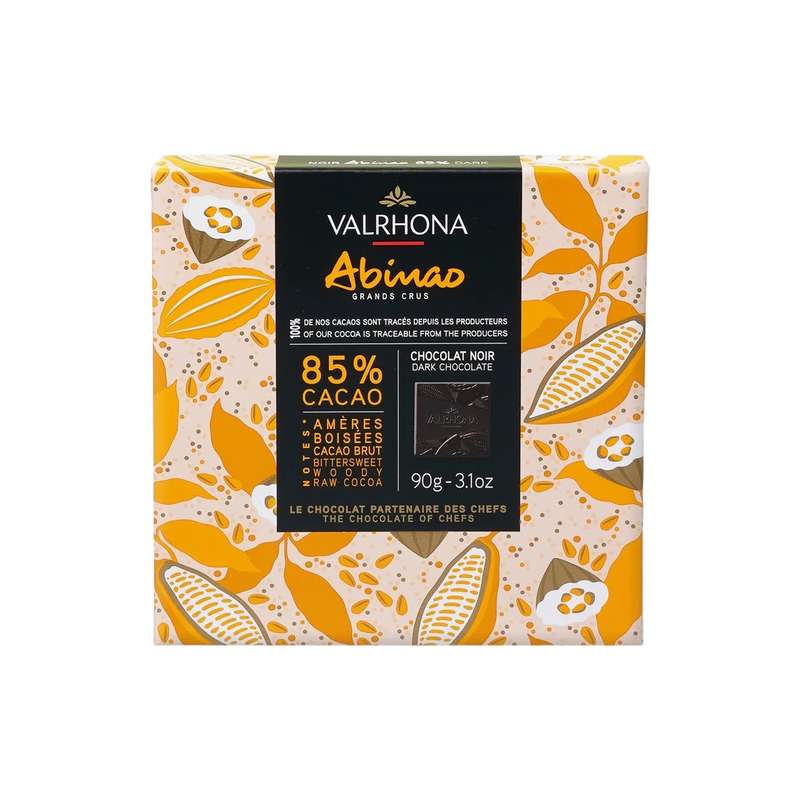 Boite de 18 carrés Abinao Noir 85%, Valrhona (90 g)