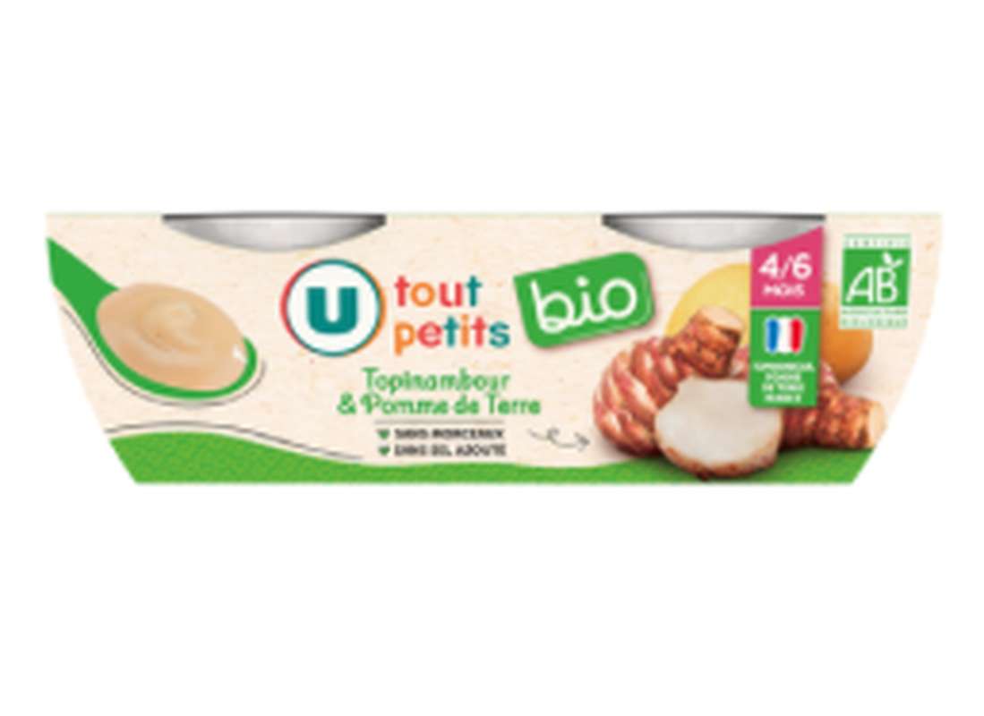 Bols salés topinambour et pommes de terre BIO - dès 4/6 mois, U Tout Petits (2 x 120 g)