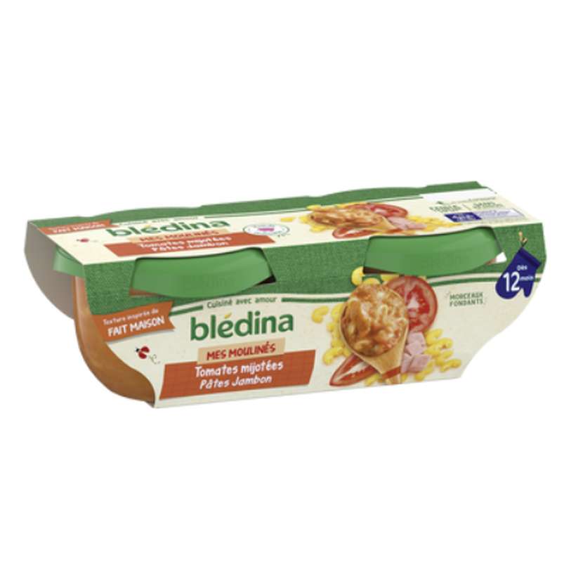 Bols tomates, pâtes coquille, jambon Idées de Maman - dès 12 mois, Blédina (2 x 200 g)