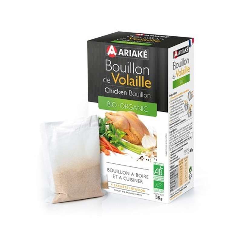 Bouillon de volaille BIO, Ariake (4 x 33 cl, 56 g) La belle vie