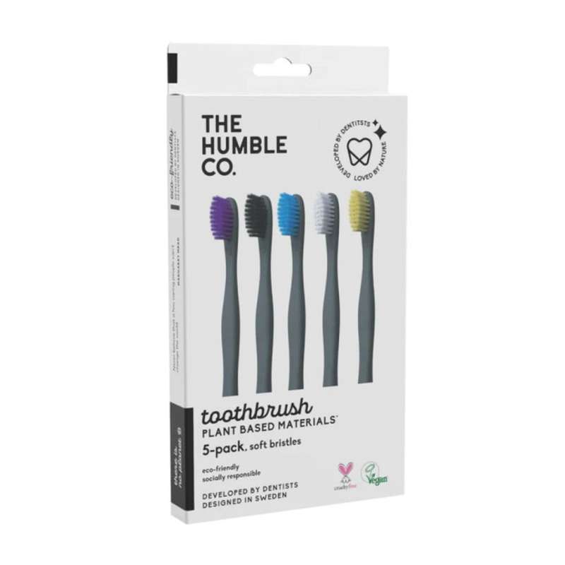 Brosses à dents végétales soft - Couleurs, The Humble co (x 5) - Emballage abîmé