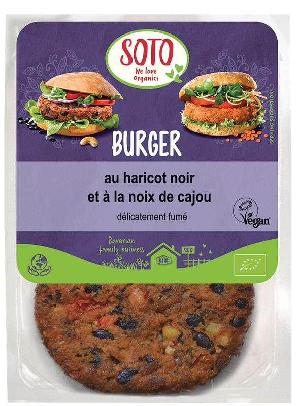 Burger au haricot noir et à la noix de cajou BIO, Soto (x 2, 160 g)