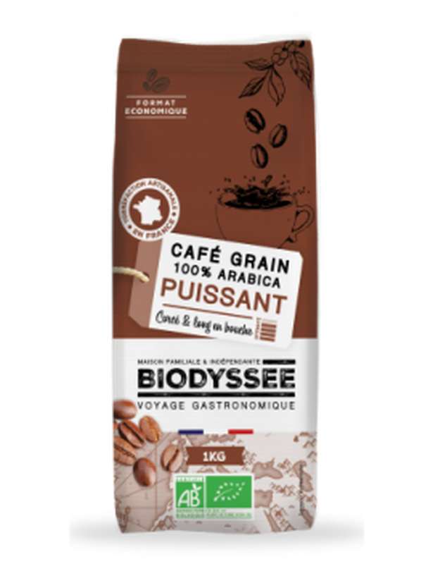 Café 100% arabica grain médium BIO, Biodyssée (250 g)