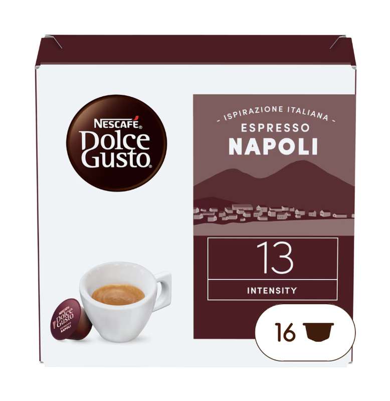Café capsules Espresso Napoli n°13, Nescafé Dolce Gusto (x 16)