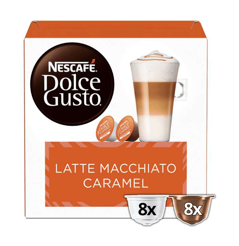 Café capsules Latte macchiato caramel, Nescafé Dolce Gusto (x 16)