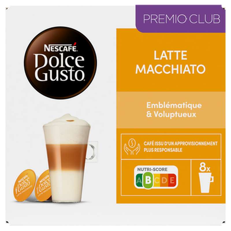 Café capsules Latte Macchiato, Nescafé Dolce Gusto (x 16)