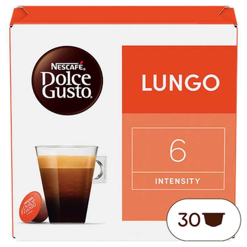 Café capsules Lungo n°6, Nescafé Dolce Gusto (x 30)