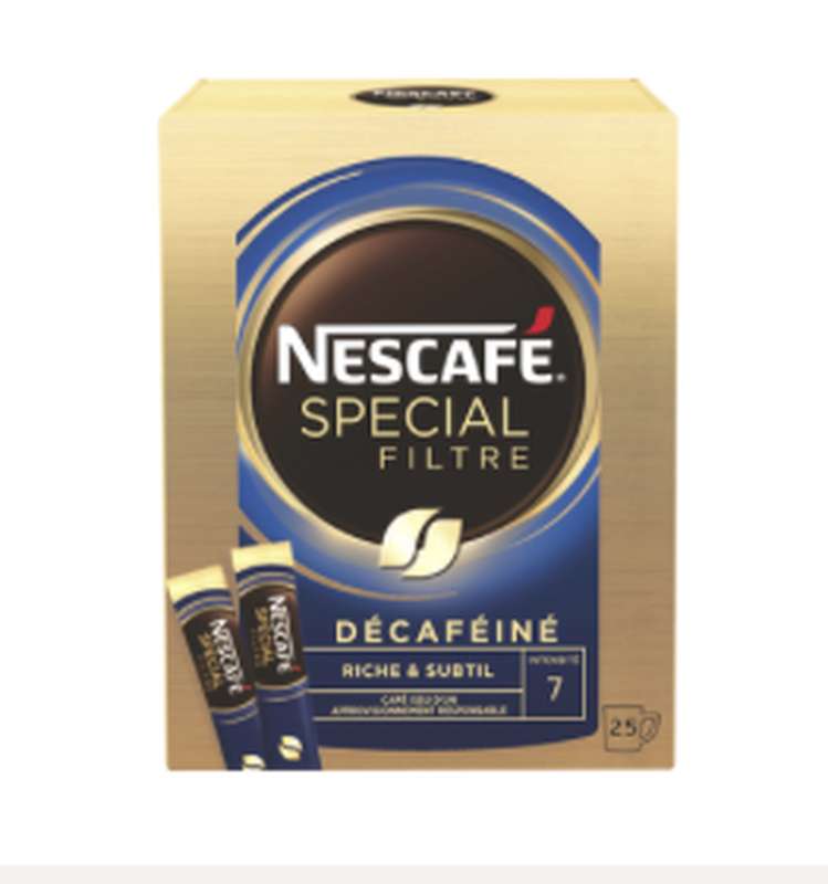 Café décaféiné spécial filtre, Nescafé (25 sticks)