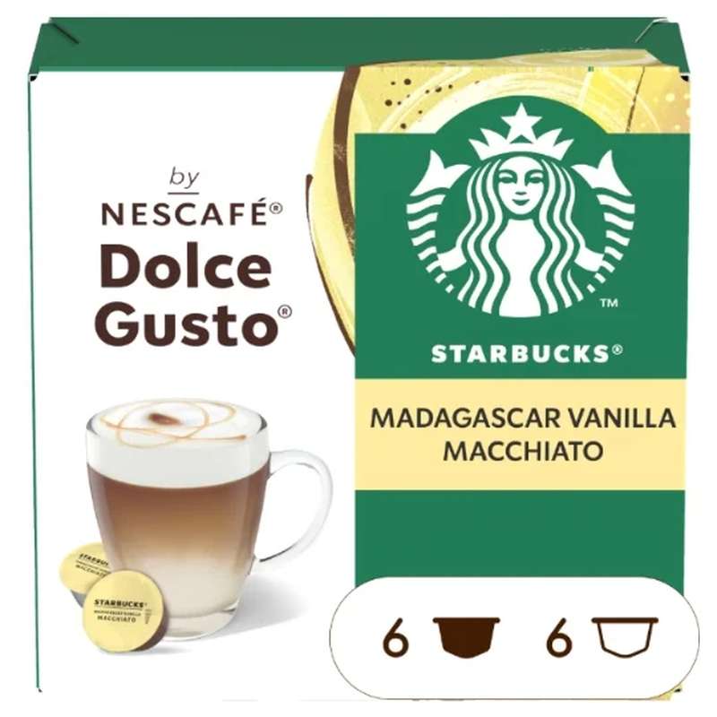 Café macchiato vanille de madagascar en capsules, Starbucks  (x12,132 g)