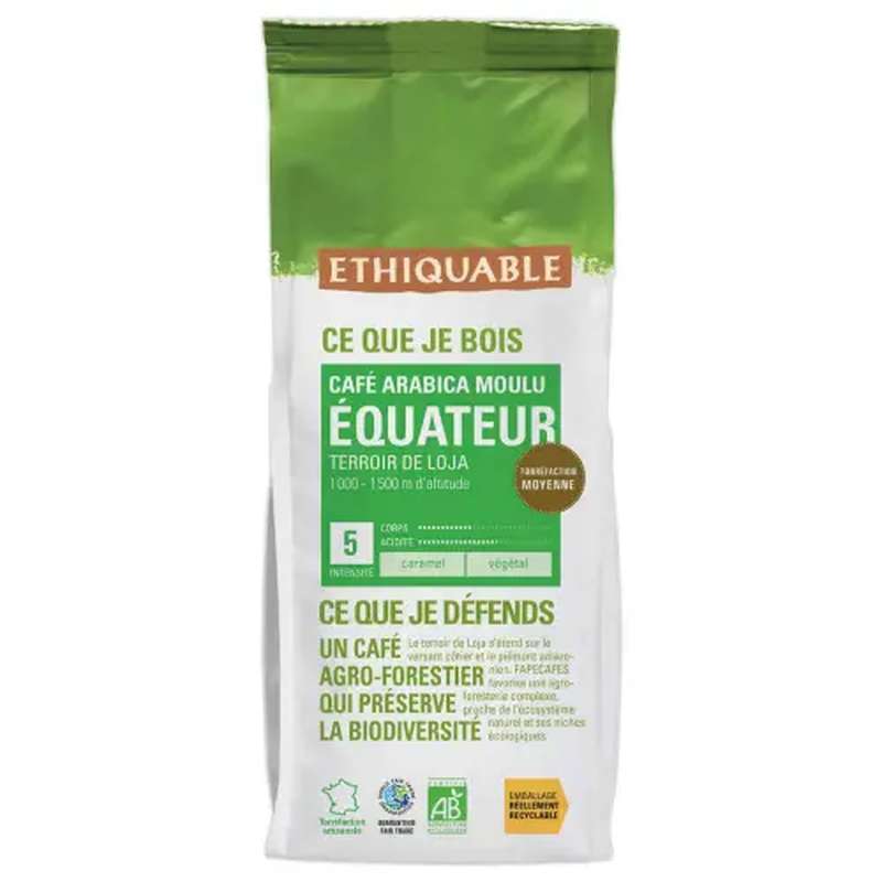Café moulu pure origine Equateur BIO, Ethiquable (250 g)