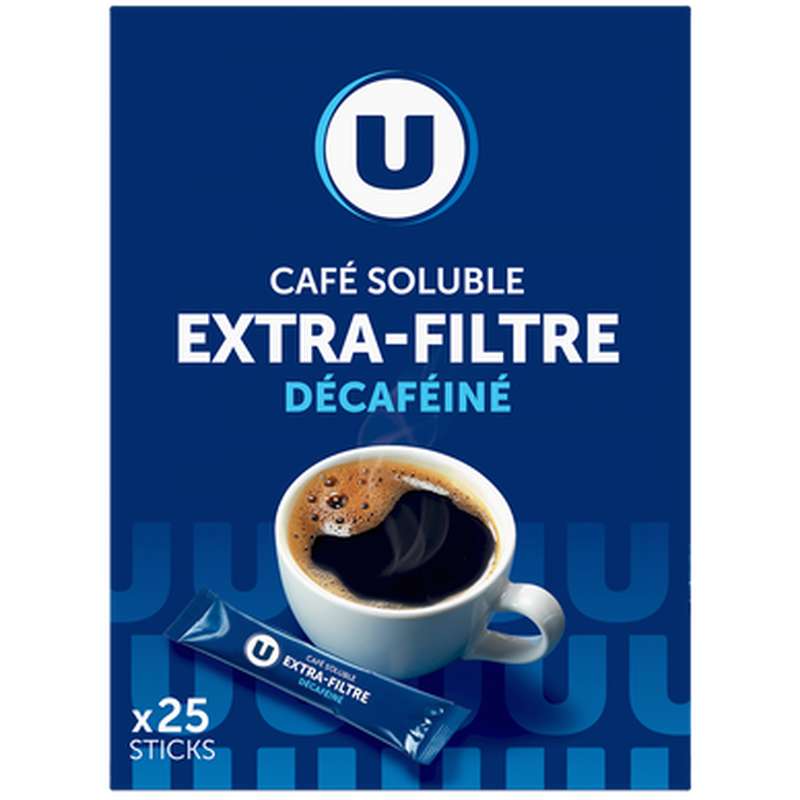 Café soluble extra filtre décaféiné, U  (25 sticks)