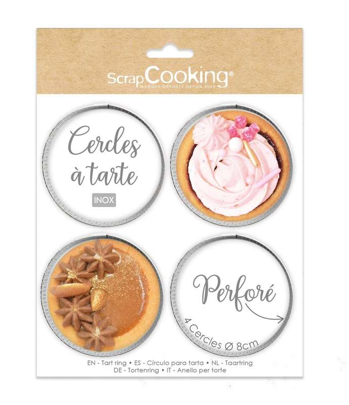 Cercles à tarte individuels perforés Ø 8cm - Rond, Scrapcooking (x 4)