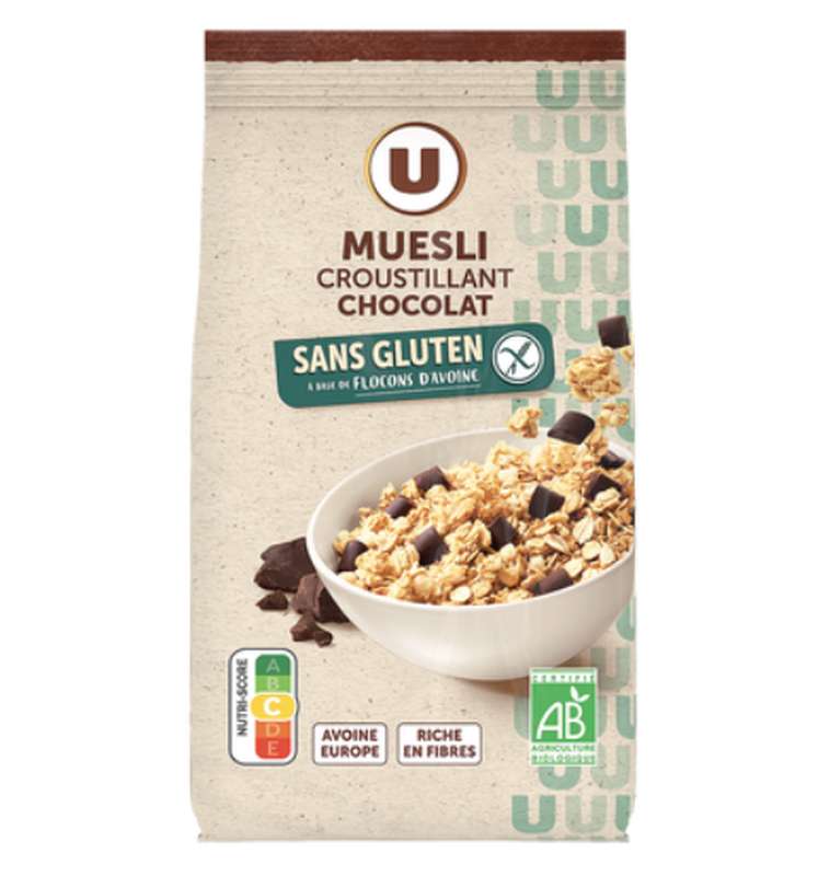 Céréales muesli chocolat noir sans gluten, U (375 g)