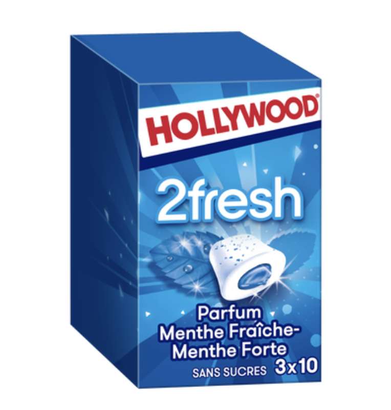 Chewing-gums 2 Fresh menthe fraîche/menthe forte sans sucres, Hollywood (3x10)