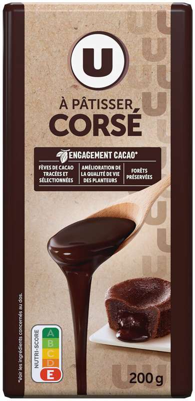Chocolat noir corsé à pâtisser 64%, U (200 g)