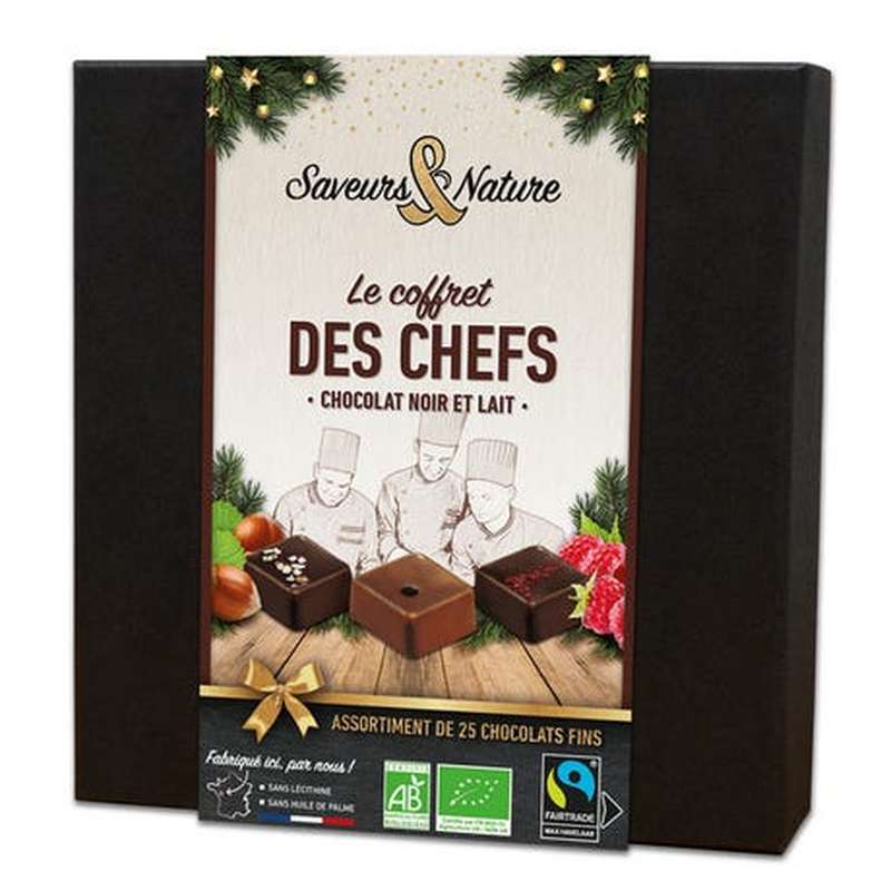 Coffret La Sélection des Chefs de chocolat noir et lait BIO, Saveurs et Nature (200 g)
