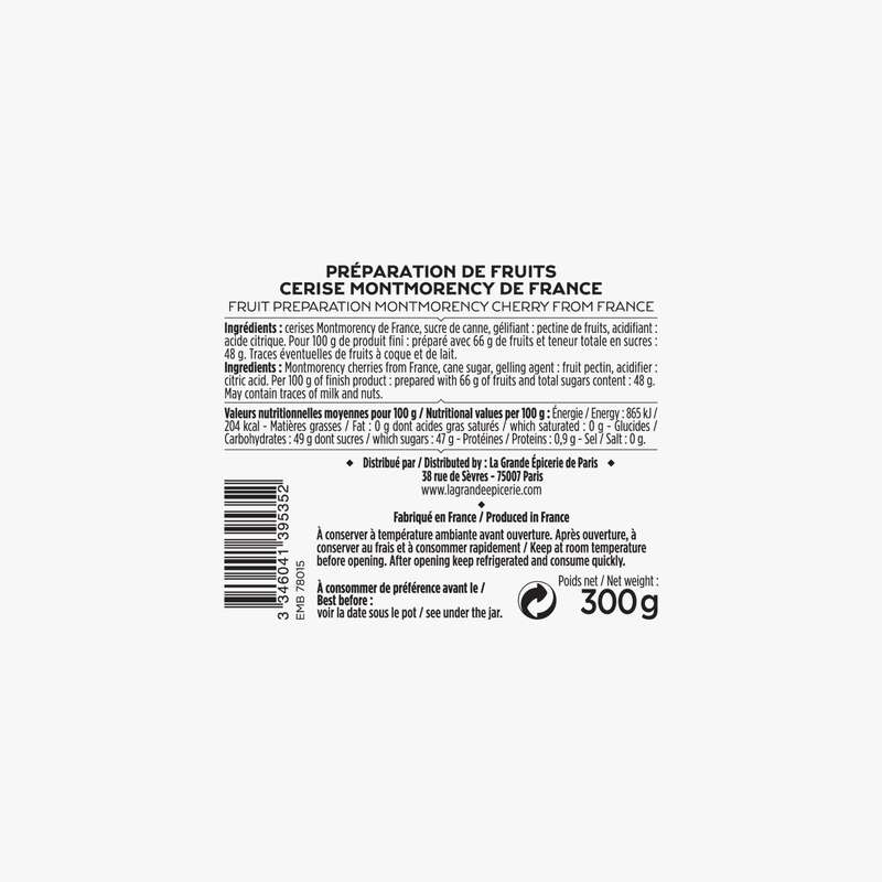 Confiture de cerise de Montmorency, La Grande Epicerie de Paris (300 g) La Belle Vie Courses