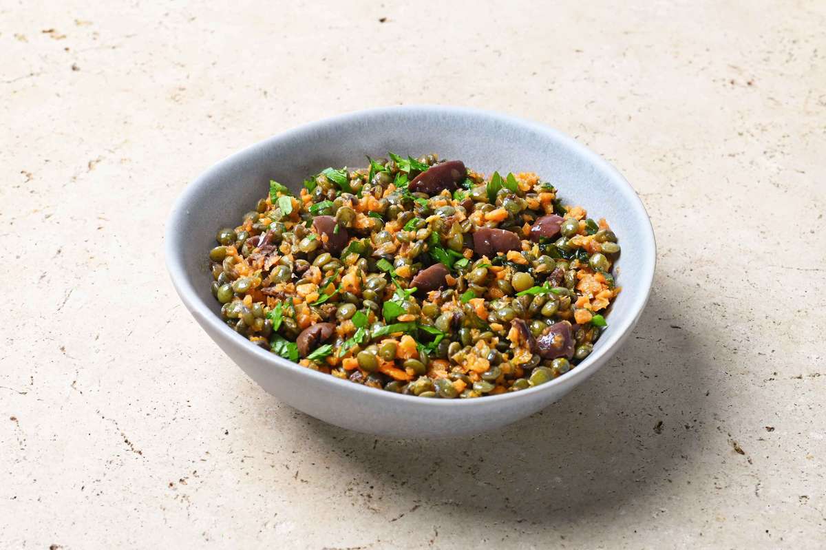 Salade de carottes & lentilles aux olives Kalamata, Frichti (120 g), [Contenant réutilisable]