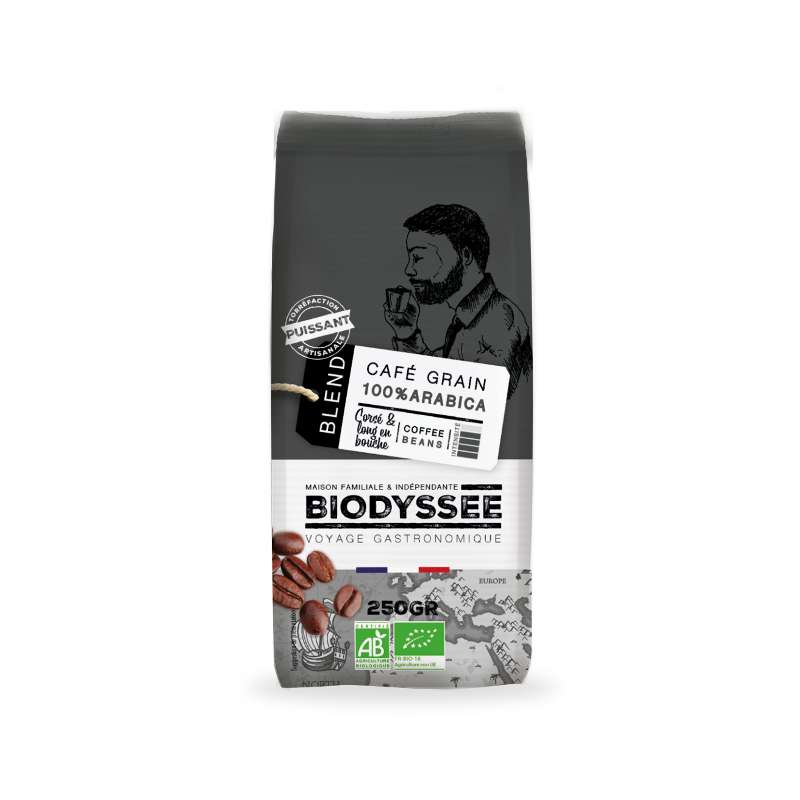 Café 100% arabica grain corsé BIO, Biodyssée (250 g)