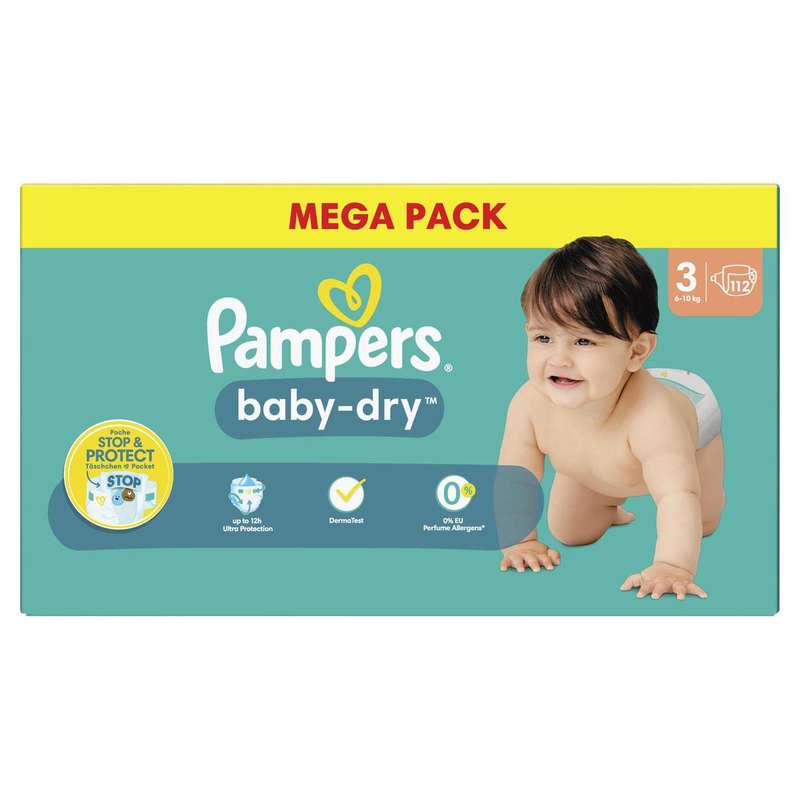 Couches baby dry mega pack T3 / 610 kg, Pampers (x 112) La Belle Vie