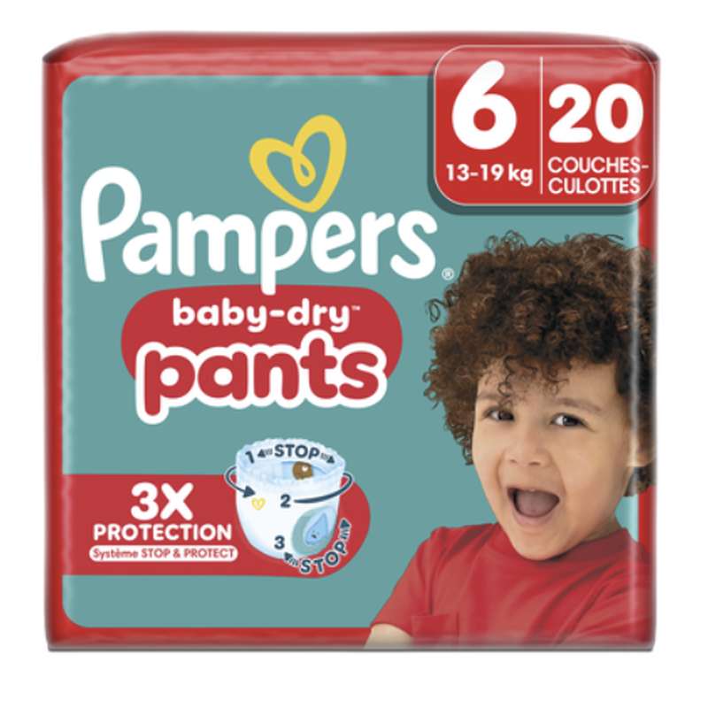 Couches baby dry pants T6 / 14-19kg, Pampers (x 20)