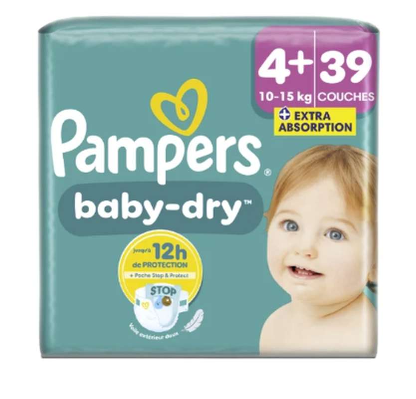 Couches baby dry T4 / 10 -15 kg, Pampers (x 39)