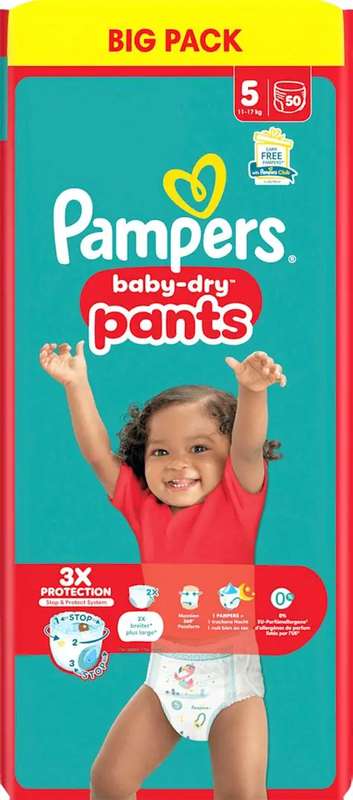 Couches-culottes premium protection pants T5 / 12-17 kg, Pampers (x50)
