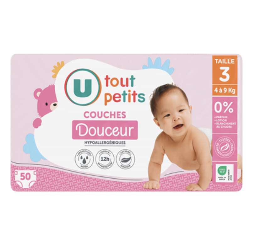 Couches douceur plus T3 - 4/9kg, U Tout Petits (x 50)