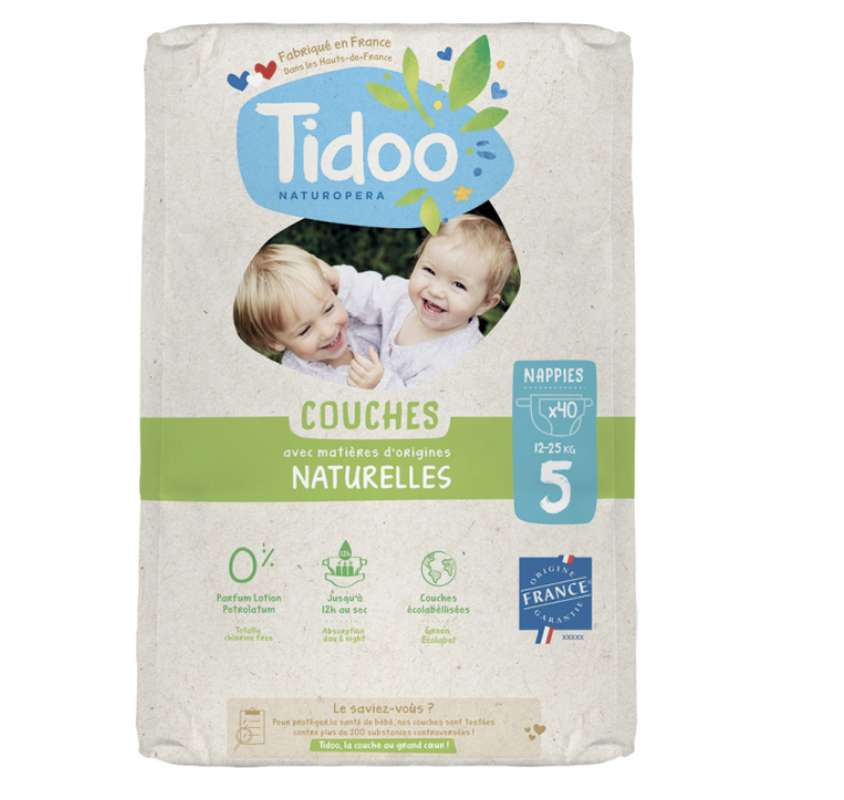 Couches écologiques T5/1225kg, Tidoo Nature (40 couches)// DOUBLON